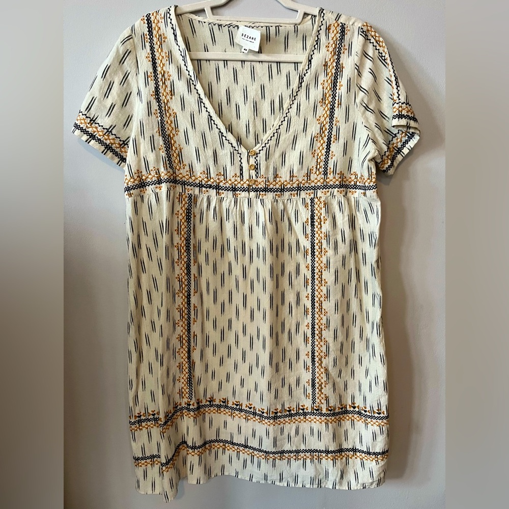 Sezane midi shirt dress with embroidery details size FR44/US12